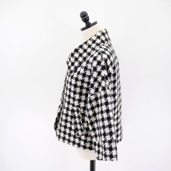 DAMAGED Rafaella Large Black White Tweed Plaid Sport Coat Wool Acrylic Polyester - Picture 5 of 12